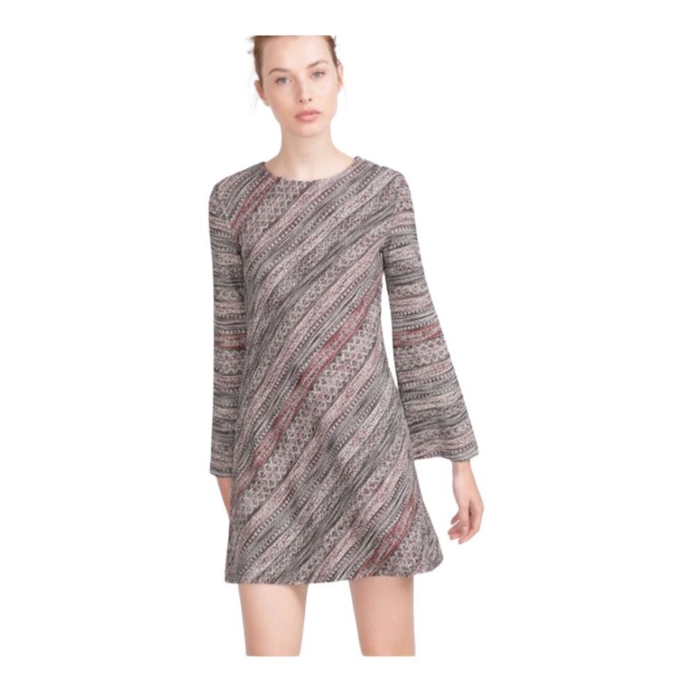 Zara Small Tweed Abstract Shift Dress